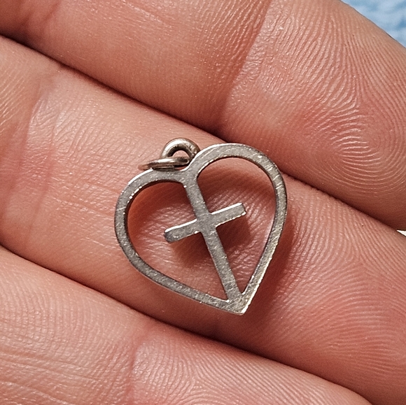 James Avery Sterling Silver Heart Cross Pendant Charm Retired Eternity Forever - Picture 2 of 11